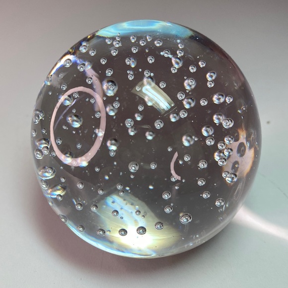 Vintage Clear Controlled Bubbling Glass Paperweight